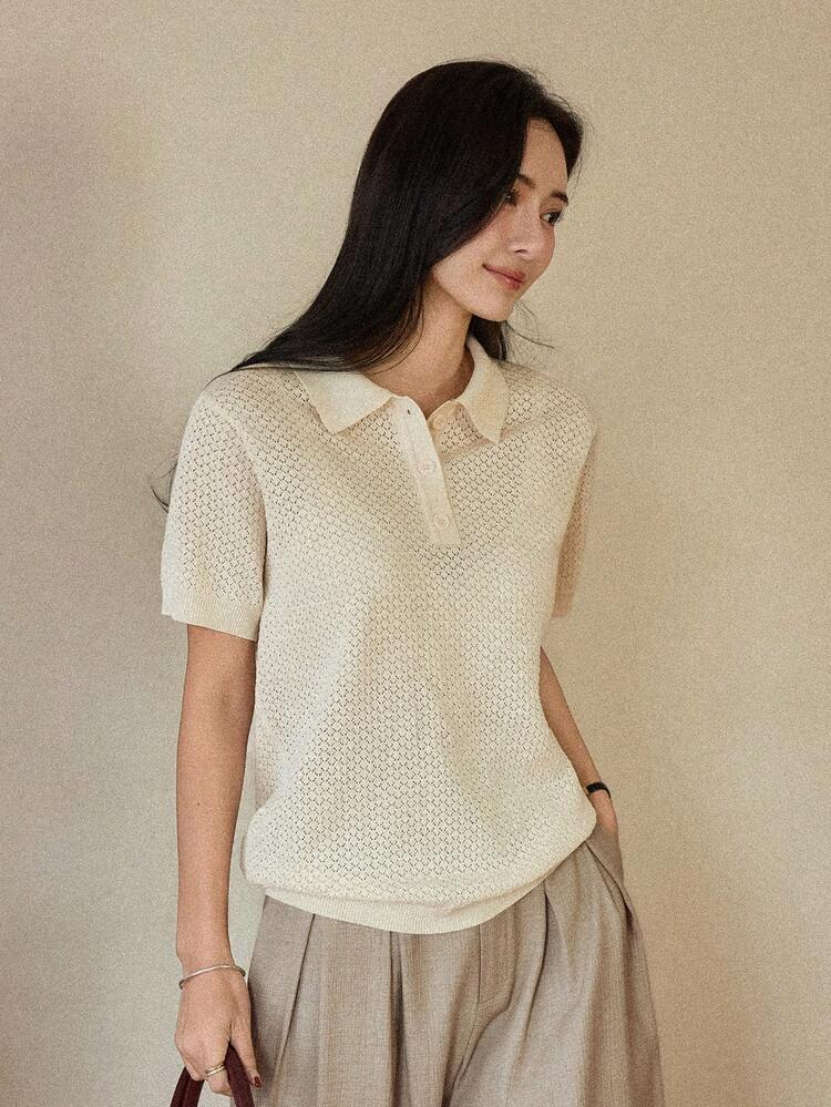 Women's Casual Knit Sweater, Stylish Design For Spring, Summer, Valentine's Day, Suitable For Office Commute Business Casual Woman