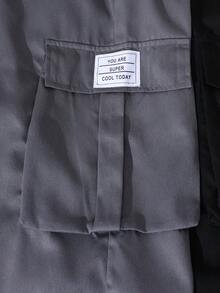 SHEIN Vacaura 2pcs Boys' Casual Versatile Cargo Pants With 3D Pockets, Grey & Black Combo Set - Multicolor - View 3