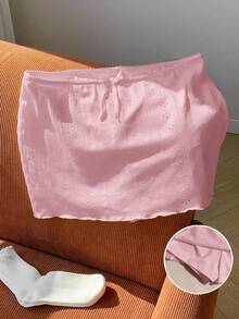 Comfortcana Minifalda texturizada de talle bajo en color rosa pálido, casual y para vacaciones - Rosa Pálido - Ver 3