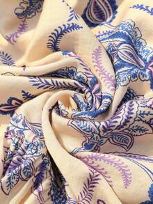 EMERY ROSE 女士休闲度假印花V领无袖荷叶边宽松短款连衣裙，夏季 - 彩色 - 查看 9