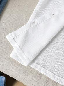 男童休闲纹理梭织衬衫，适合夏季、通勤、上学、外出、聚会等各种场合。 - 白色 - 查看 6