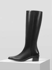 Mnmlis Women's Fashion Versatile Chunky Heel Over-The-Knee Boots - Black - View 2