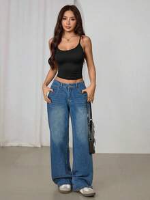 SHEIN PETITE 4pcs Women Tight-Fitting Cropped Casual Camisole Tank Tops, Suitable For Summer Back To School - Multicolor - View 6