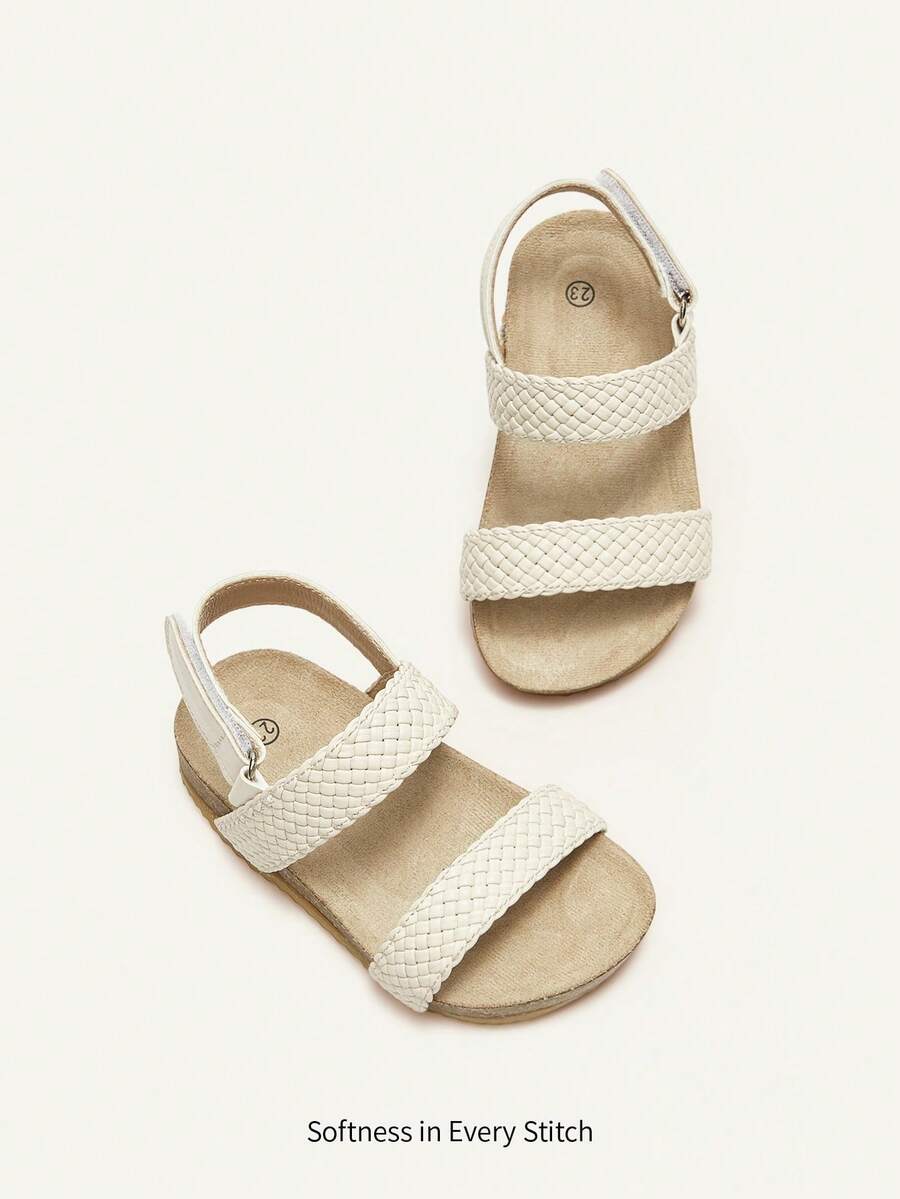 Cozy Pixies Summer Fashionable Versatile Woven Cute & Lively Elegant Princess Style Pastoral Casual Comfortable Girls/Baby Flat Sandals - Beige - View 1