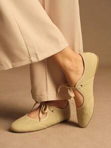 Rosivie Giày bệt nữ kiểu Pháp thanh lịch Mary Jane, thích hợp cho ngày lễ tình nhân. - Màu be - Xem 7