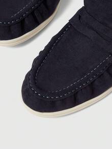 Sleekvia Sepatu Loafer Wanita Berlipit Gaya Retro, Nyaman, dan Bersol Lembut - Dusty Blue - View 8