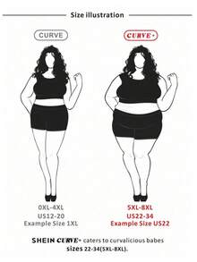 SHEIN CURVE+ 大码女式黑白波点修身长袖圆领衬衫，简约夏季款 - 黑與白 - 查看 9