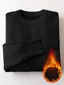 Franclia Women Fitted Raglan Sleeve Crew Neck Sweater With Thermal Lined Knit Pullover Fall Winter Sweater - Black - View 4