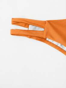 Swim Basics Quần bơi màu trơn khoét eo, thích hợp cho kỳ nghỉ biển. - Màu Cam cháy - Xem 5
