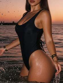 Oceva Women's 26SS Spring/Summer Beachwear, DIVA Sexy Bombshell Adjustable Strap Backless Monokini Swimsuit, Sexy & Elegant, Influencer Style, Suitable For Beach, Vacation, Party, Daily Wear - Black - View 8