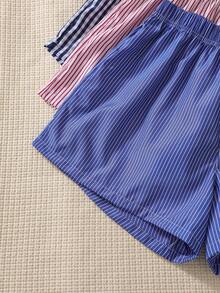 3pcs/Set Striped & Plaid Print Men's Airy Pants - Multicolor - View 3