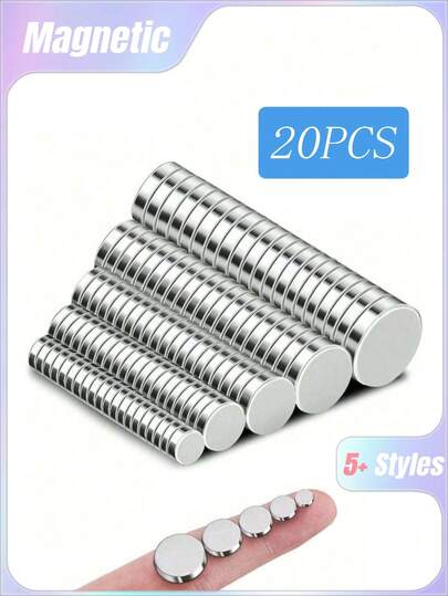 20 st Diameter 6/8/10/12/15 mm x tjocklek 2,6 mm, Kylskåpsmagneter, Små runda, flerbruks Premium Neodymium kontorsmagneter för kylskåp, whiteboard, skylt i hemmet, köket, kontoret och skolan (silver)