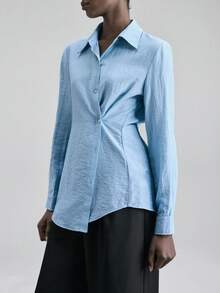 Ontre 2026 Vår/Sommar Ny Grå Långärmad Maxiklänning med Knyt i Midjan, Lämplig För Moderna Urbana Fester, Tillbaka Till Skolan, Urban Minimalistisk Vardagskläder, Bohemisk Stil, Semester, Högtider, Alla hjärtans dag Karneval, Dam Strandfest Elegant - Babyblå - Visa 5