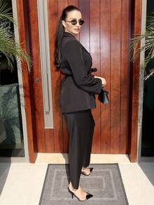 MDEdit Notched Collar Belted Blazer Dress In Fall/Winter - Black - View 4