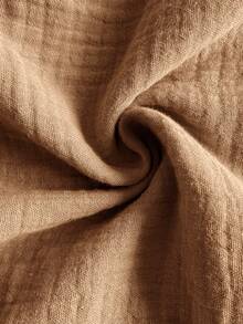 Siren Gaze 女式纹理面料圆领盖袖收腰盖袖衬衫，夏季 - 摩卡棕 - 查看 8