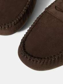 Mnmlis Giày lười nữ bằng da lộn màu nâu cổ điển, giày bệt thoải mái, phù hợp cho việc đi lại, kiểu dáng cổ điển, thời trang, thoải mái, cao cấp, thích hợp cho ngày Valentine. - màu nâu - Xem 5