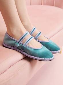 CUCCOO DOLLMOD Women's Fashionable Versatile Casual Commuter Contrast Trim Flats Spring Shoes - Ice Water - View 3