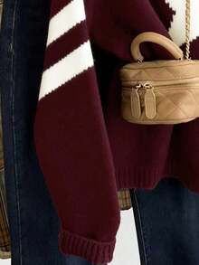 Resyla Women's Casual Daily Star Pattern Loose Fit Crew Neck Sweater, Autumn/Winter - Multicolor - View 3