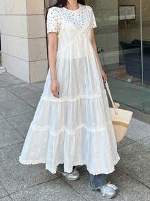 FRIFUL 女士纯色棉质宽松休闲连衣裙，配有可调节肩带和荷叶边装饰，百搭春季装扮、婚礼宾客礼服、夏季吊带裙 - 白色 - 查看 6