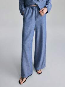 Ontre 2026春夏新款女式V领长袖上衣和裤子套装 - 藏蓝色 - 查看 7