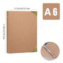 Sổ tay A4A5A6B5 kiểu cổ điển, bìa rời, giấy Kraft đơn giản, góc bọc kim loại, sổ tay học sinh, sổ tay trẻ em gái, sổ tay dán hình, phong cách cổ điển, gia đình, kiểu dáng đơn giản retro. - Màu Khaki - Xem 17