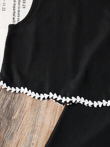 SHEIN 2件套少女碎花圆领休闲吊带背心和裤子套装 - 藍色 - 查看 9