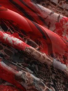 INAWLY Women's Vacation Leopard Floral Print Patchwork Ruffle Tie Front Halter Top - Multicolor - View 5