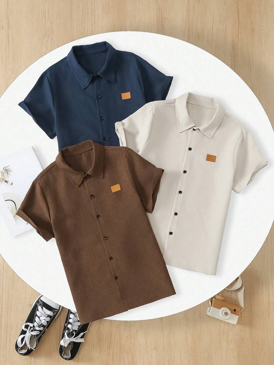 Multi-Pack Teens' Minimalist Short Sleeve Printed Shirts - Multicolor - View 1