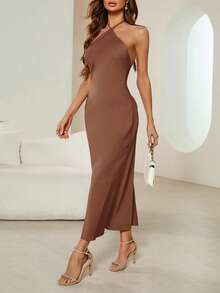 Aveloria Modichic 女士露背吊带系带连衣裙，适合节日派对、生日等正式场合 - 粉色 - 查看 3