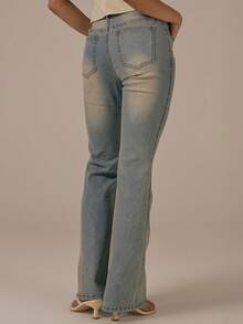 MUSERA Seam Detail Fitted Flare Jeans Spring Summer Cute Cosy Cottage Core Spring Dew - Blue - View 4