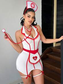 Fantasy Costume Áo ngủ nữ gợi cảm, ôm sát, phối nhiều mảnh, thuộc dòng sản phẩm Sexy Series. - trắng - Xem 4