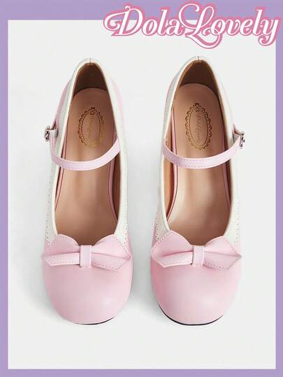 Dola Lovely Women's Bow Decor Buckle Design Fashionable High Heels, Versatile For Daily Wear