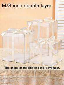 1pc White/Clear Lid Cake Box, Bakery Food Gift Box Suitable For Cakes, Pastries, Chocolates, Cookies, Pies, Birthday Parties, Weddings, Valentine's Day, Gift Packaging - Transparent Lid, Transparent Version - View 15