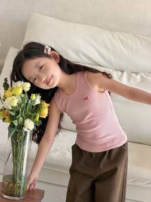 Dazy Kids 女童圆领修身蝴蝶结刺绣三色背心 夏季 - 彩色 - 查看 3