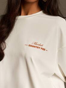 Athîral Women's Casual Round Neck Short Sleeve White Printed T-Shirt, Spring/Summer - White - View 5