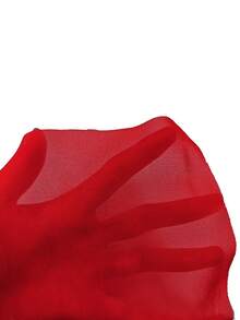 Franclia Women's 2 In 1 Chiffon Patchwork Bat Sleeve Shirt, Cropped Waist Top - Red - View 3