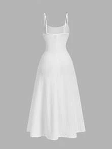 SHEIN MOD Đầm nữ màu trắng tối giản, đa năng, lãng mạn - trắng - Xem 2