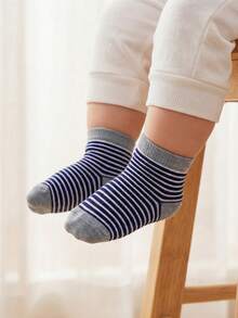 Cozy Pixies 4 Pairs Of Baby Socks, Blue Striped Star Polka Dot Bear Cute Socks, Suitable For Indoor And Outdoor Wear - Multicolor - View 11