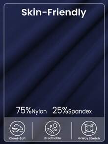 Easithlete Pantalones de yoga para mujer con cintura ancha de unicolor y versátil para uso casual - Azul Marino - Ver 5