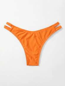 Swim Basics Quần bơi màu trơn khoét eo, thích hợp cho kỳ nghỉ biển. - Màu Cam cháy - Xem 2