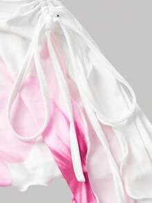 SHEIN MOD Women's Asymmetric Hem Flared Sleeve Off-Shoulder T-Shirt, Summer, Vacation Outfits Women,Summer Holiday Outfits ,Afternoon Tea, Garden Party, Date, Holiday,Going Out Top,Country Outfits,,Floral T-Shirt,White Top - White - View 6