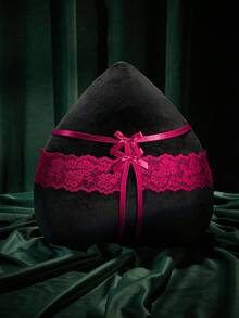 SHEIN 1pc Petitdoll Bow Lace Crotchless Sexy Panties For Women - Hot Pink - View 2