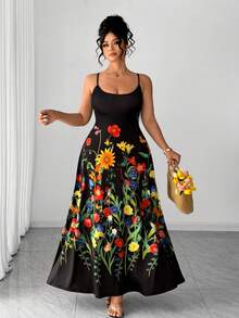 Elenzga 大码女式优雅碎花黄色无袖连衣裙，舒适短袖夏季连衣裙，适合度假、海滩、毕业典礼、节日、情人节、音乐节、母亲节、万圣节、感恩节、复活节、国庆节、舞会、约会、派对、婚礼、郊游等场合。 - 黑色 - 查看 1