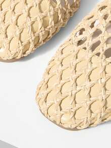 MOTF WOMEN HOLLOW OUT PU LEATHER FLATS - Beige - View 3