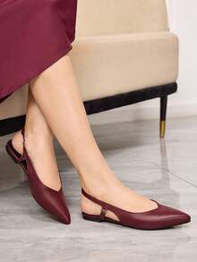 Sleekvia Women's Pointed Toe Casual Versatile Flat Shoes - Burgundy - View 3