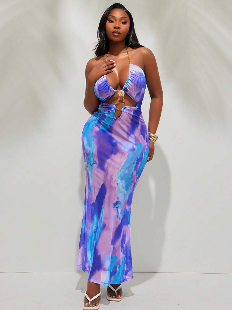 purple tie dye dress Purple Tie Dye Frill Smock Dress