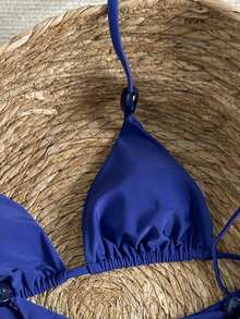 Swim Vcay 女士比基尼套装 - 藍色 - 查看 4