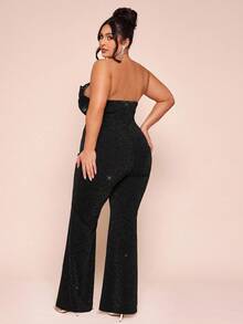 SHEIN BAE Plus Size Elegant Tube Greta Jumpsuit,Shimmering Tulle Black,Summer Long Jumpsuit For Wedding,Night Out Club - Black - View 10