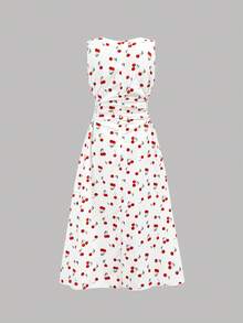 Serisse Kids Đầm dự tiệc xếp tầng in hình quả anh đào thanh lịch dành cho bé gái tuổi teen - trắng - Xem 7