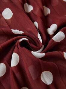 Aveloria Rosie French Romantic Ruffled Collar Polka Dot Waist Dress With Pleated Long Sleeve, Random Print - Red - View 7